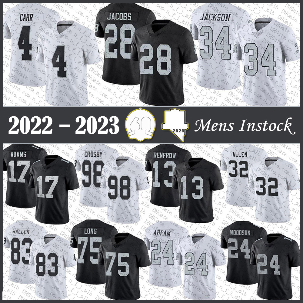 

17 Davante Adams 4 Derek Carr Football Jersey Maxx Crosby Darren Waller Hunter Renfrow Josh Jacobs Johnathan Abram Bo Jackson Charles Woodson Marcus Allen Howie long, Shown