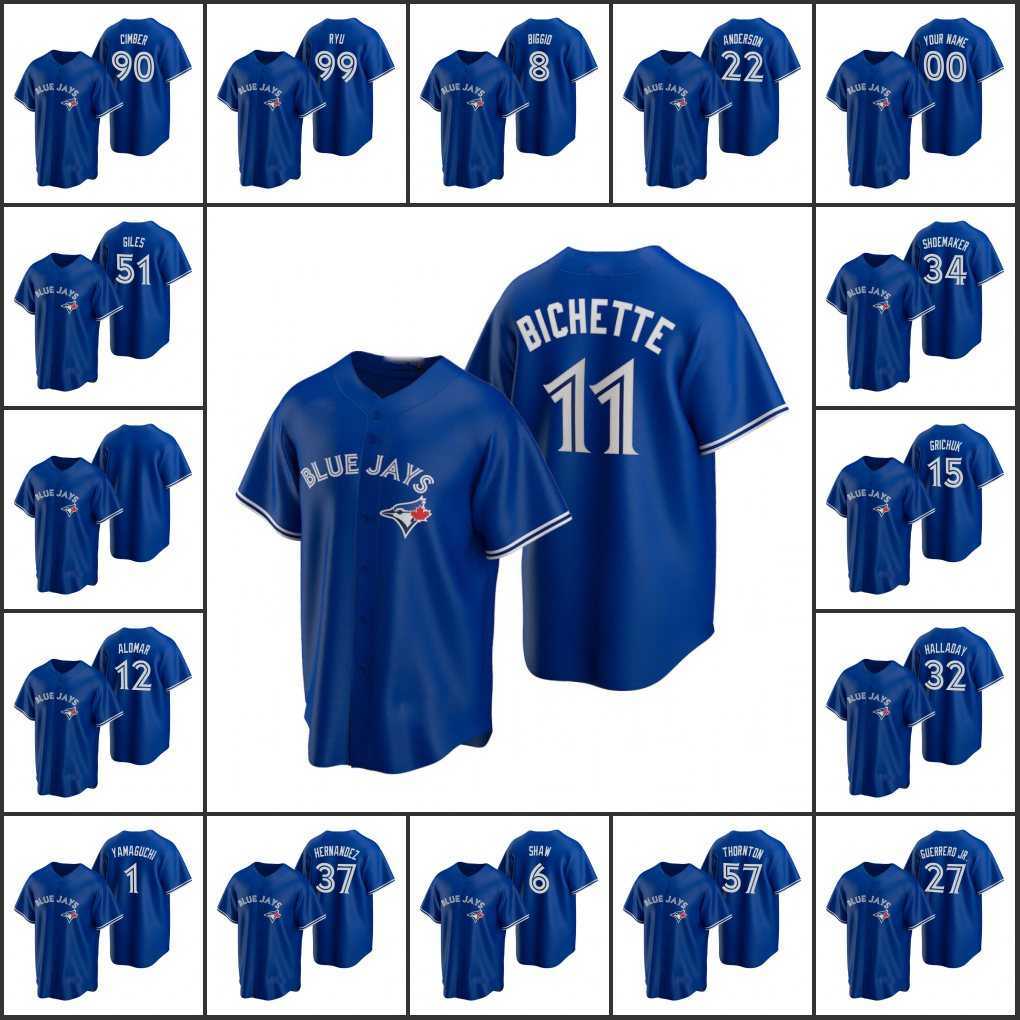 

Toronto Blue's Jays Men Women Youth #11 Bo Bichette 99 Hyun-Jin Ryu 27 Vladimir Guerrero Jr. Custom Alternate Jersey
