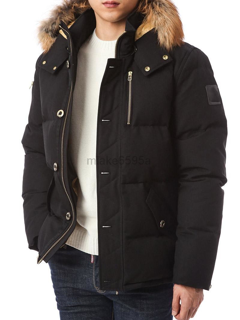 

Men's Down Jacket Gold Zipper Moose Coats Winter Casual doudoune warm Knuckles parka Fur collar