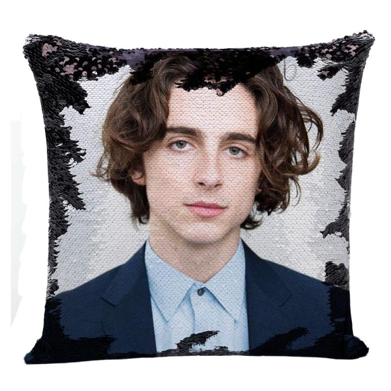 

Cushion/Decorative Pillow Timothee Chalamet Sexy Sequin Pillowcase Magic Reversible Cover Decorative Throw Funny PillowCushion/Decorative, Black