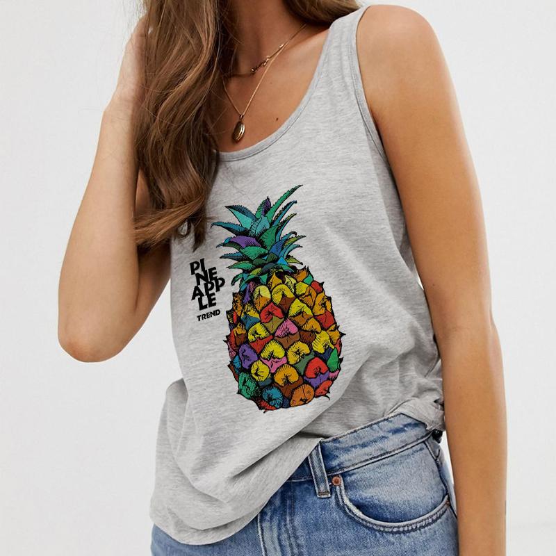 

Women' Tanks & Camis Plus Size Summer 90s Women Casual Vest Tank Tops Sexy Camisole Pineapple Avocado Print Harajuku Sleeveless Female T-Sh, Gray