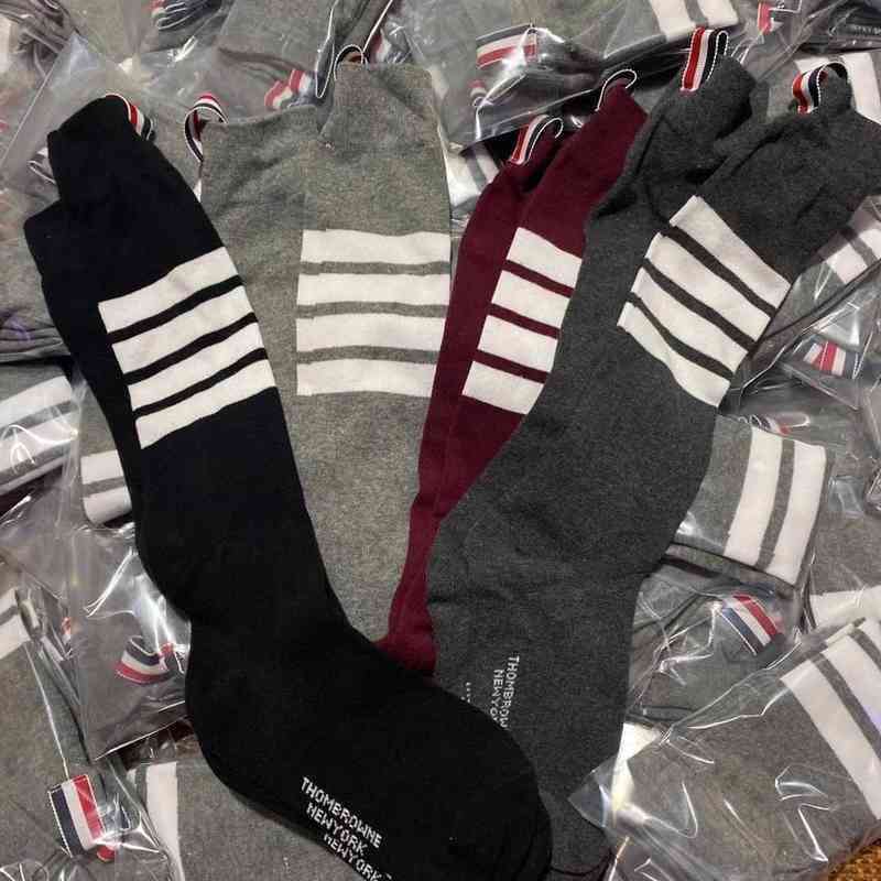 

Socks fashion socks TB women's calf AB cotton leisure college style, Black