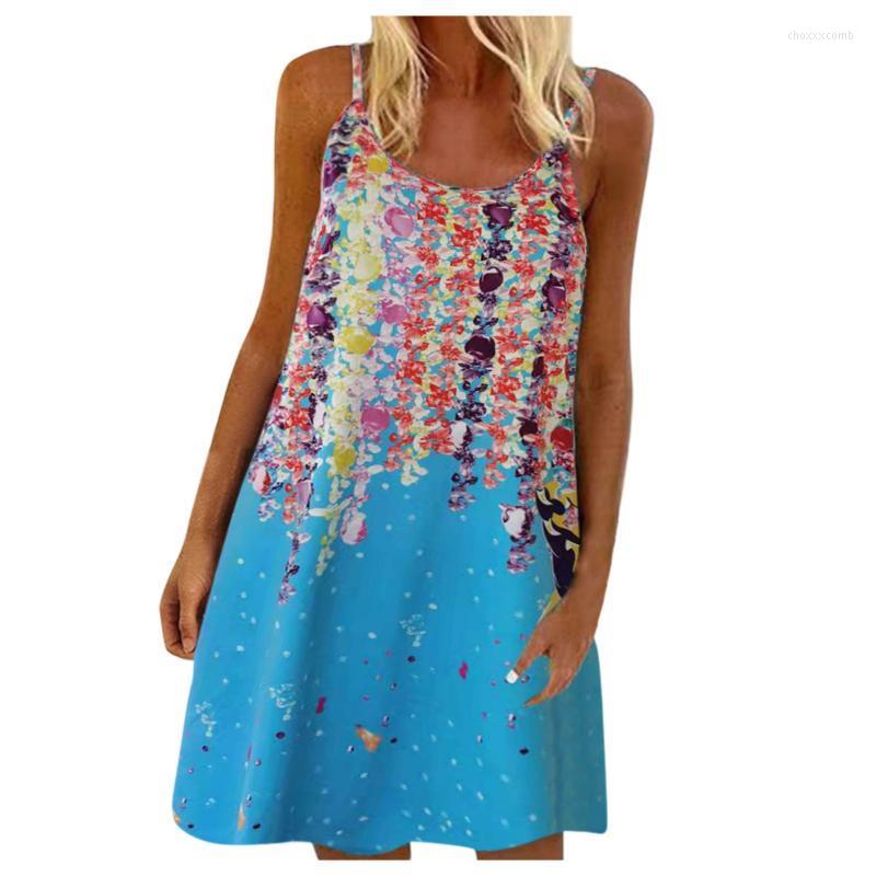 

Casual Dresses Vintage Dress Women' Print O-neck Full Sleeves Loose All-match Camisole Mini Robe Femme Vetement 2022, Bu