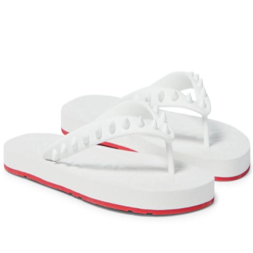 

Italy handmade Slippers shoes summer Mens beach slide shoe White Flip Donna Spiked Rubber Flips Flops Sandals bottom red high qual243h