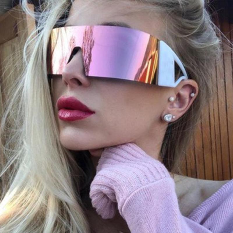 

Sunglasses Rimless Hip Hop Glasses Oversized Goggle Est Design Clear Shades One Piece Sun Woman Big Eyewear UV400Sunglasses