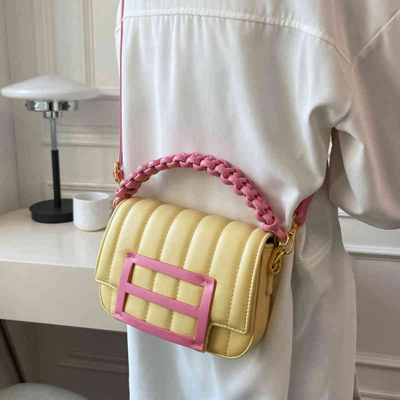 

Purses popular small bag women's 2022 summer new line messenger texture hand Handbags, White