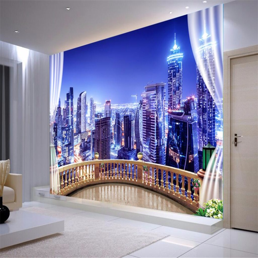 

Custom Wallpaper 3d Photo mural papel de parede HD City Night living room Background wall papers home decor wallpapers, Gold