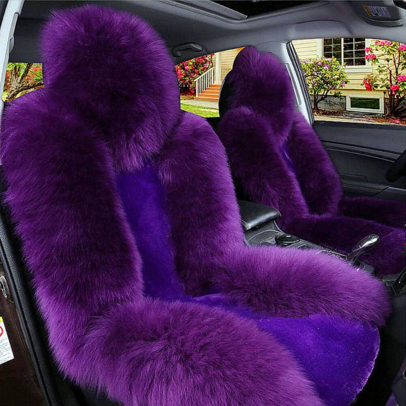 

Car Seat Covers 2×High Quality Cover Soft Wool Cushion Front Upholstery Purple