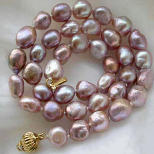 

New Natural 8-9mm Lavender Baroque Freshwater Pearl Necklace 18''