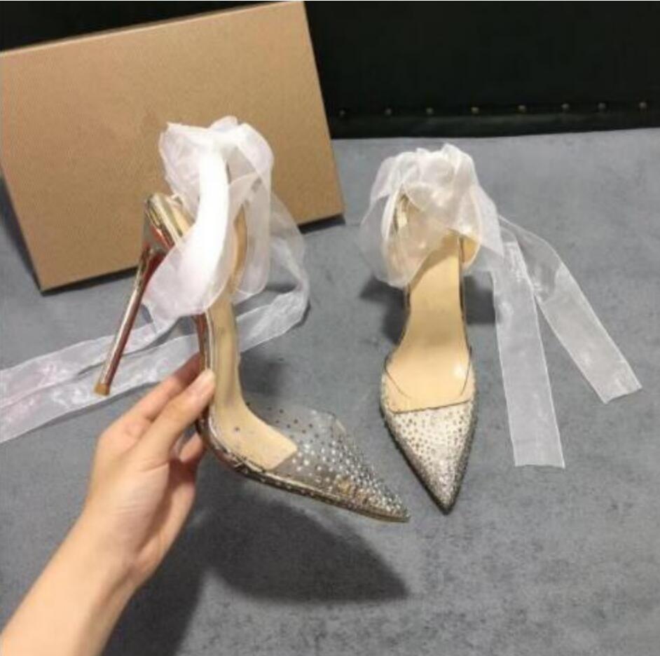 

Top quality Women high heels transparent belt drill dress shoes ladies fashion sexy party sandals wedding shoes, As picture