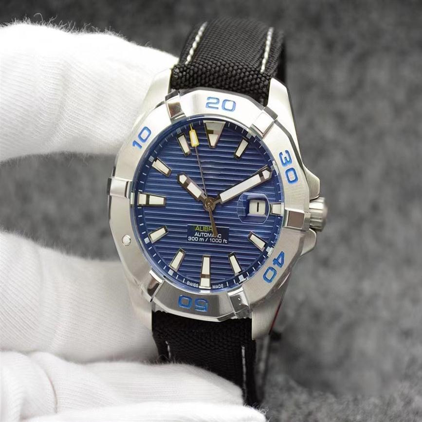Mens Tag Watch Blue Face Automatic Mécanique Nouvelle arrivée Moderno Auto Date Date inoxydable Diamètre de bracelet