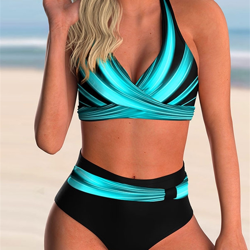 

Women Swimsuit Sexy Women High Waist Bikini Swimwear Female Two Piece Beachwear Printed Bikinis Set Bathing Suit 220616, 01