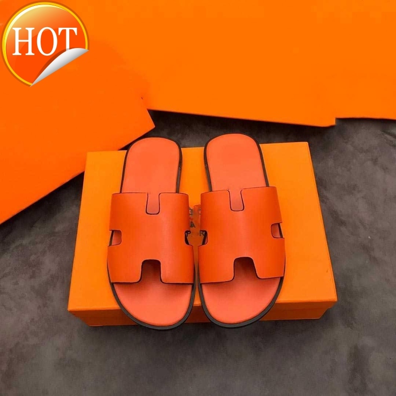 

2022 Fashion Paris Luxury Designer Men Slippers Oran Heritage Calf Leather Sandals High Quality Izmir Flip Flop Men Large