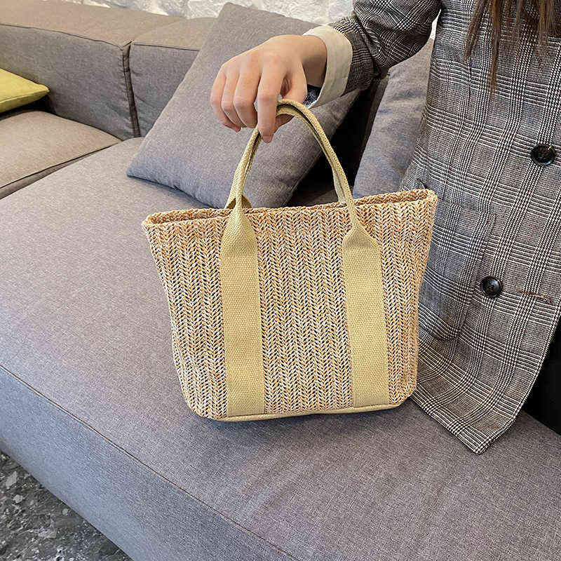 

Summer New Korean Version Ins Straw Woven Handbag Beach Bag Foreign Style Woven Travel Vacation Women's Bag 220614, Black