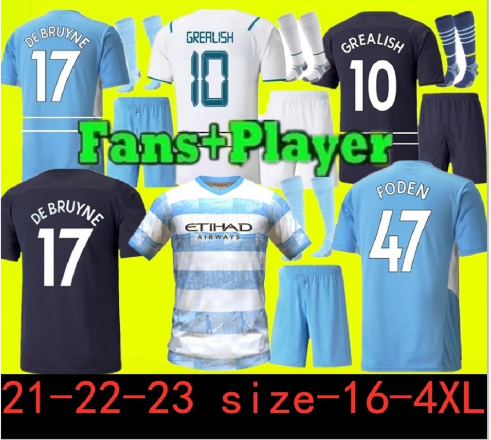 

2021 2022 Manchester GREALISH SOCCER JERSEYS DE BRUYNE FODEN SPECIALPl 21 22 MEN kids kit City TERLING MANS CITIES MAHREZ G.JESUS football shirts sets uniform, 21/22 away