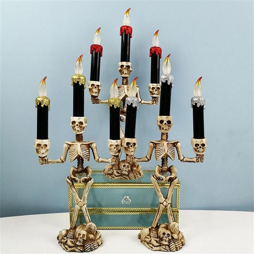 

LED Candle Light Skeleton Halloween LED Candelabra Skull Party Lamp Halloween decoration lights ghost festival atmosphere Y2010062877