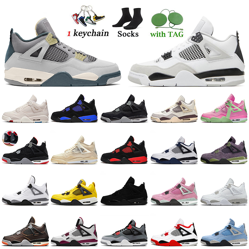 

Big Size 13 Mens Basketball Shoes 2022 With Socks Jumpman 4 Craft Military Black Cat Canvas 4s Red Blue Thunder University Sail Pink Oreo Women Men Trainers Sneakers, C29 taupe haze 40-47
