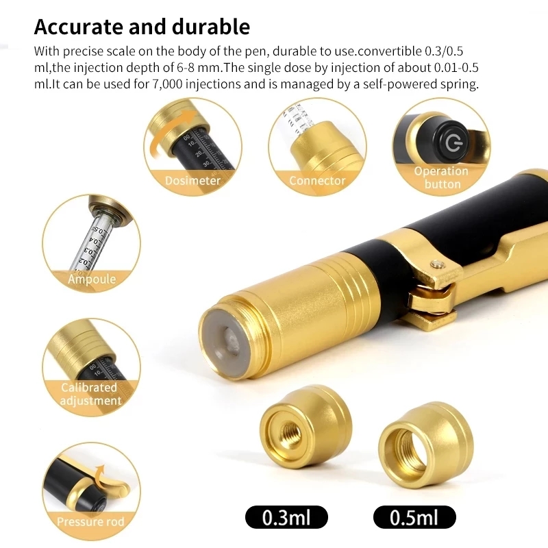 

2 In 1 0.3ml 0.5ml Hyaluronic Pen Hyaluron Injection Gun for Wrinkle Removal Skin Care Tools High Pressure Lip Filler Atomizer