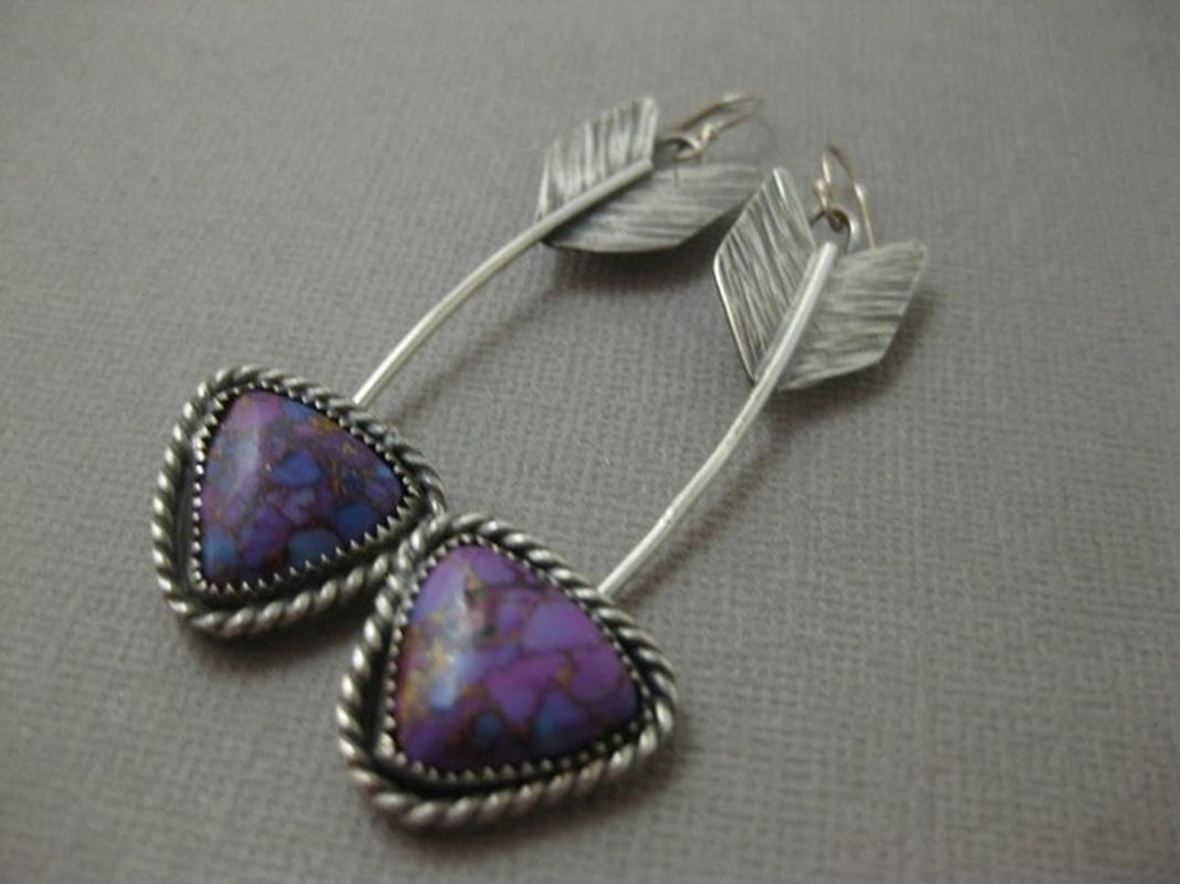 

Dangle & Chandelier Bohemian Unique Silver Color Arrow Earrings Women Creativity Inlaid Purple Stone Drop For Party JewelryDangle