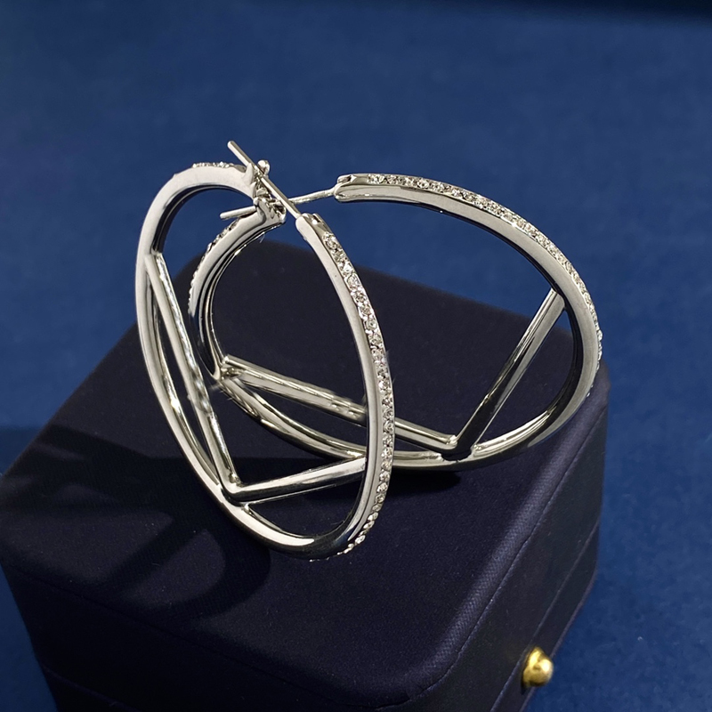 

Hoop Earrings Designer Jewelry Fashion Circle 18k Gold Plating Earring 5. Cm In Diameter Luxurys Silver Earrings Smooth F Stud Hoops Box, Multi-color