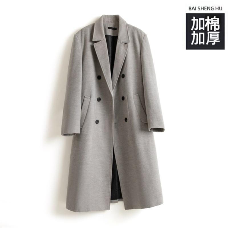 

Men's Wool & Blends Hong Kong Style Autumn And Winter Woolen Coat Mid-length Over-the-knee Windbreaker Large Size Jacket Viol22, Black