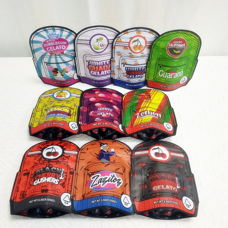 

Empty Unique Shaped 3.5g 7.0g Childproof Mylar bags zipper package EIGHTH Special Shape White Black Lemon Cherry Gelato Zerbert Edibles joke up die cut bags wholesale
