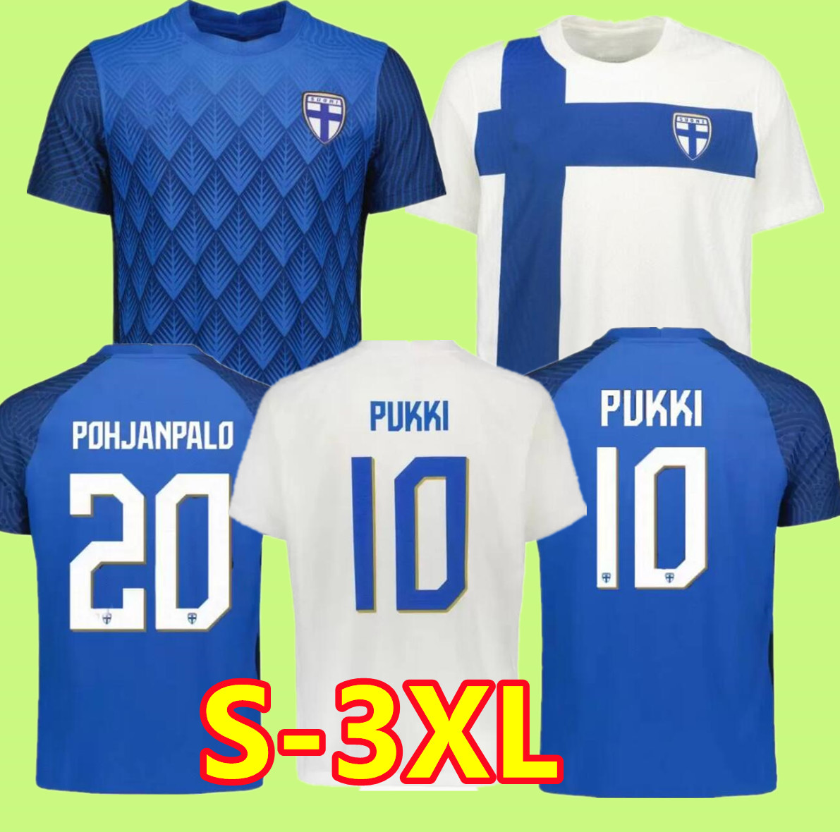 

S-3X 2022 Finland National Team Mens Soccer Jerseys PUKKI SKRABB RAITALA POHJANPALO KAMARA SALLSTROM JENSEN LOD Home Away Football Shirt Uniforms 2022 2023, Yellow