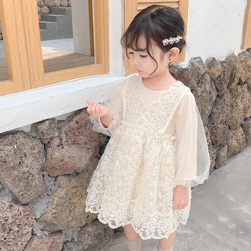

Girl's Dresses Spring Autumn Baby Girls Birthday Princess Dress 0-5 Year Toddler Kids Lace Embroidered Party Tutu ClothesGirl's, Beige