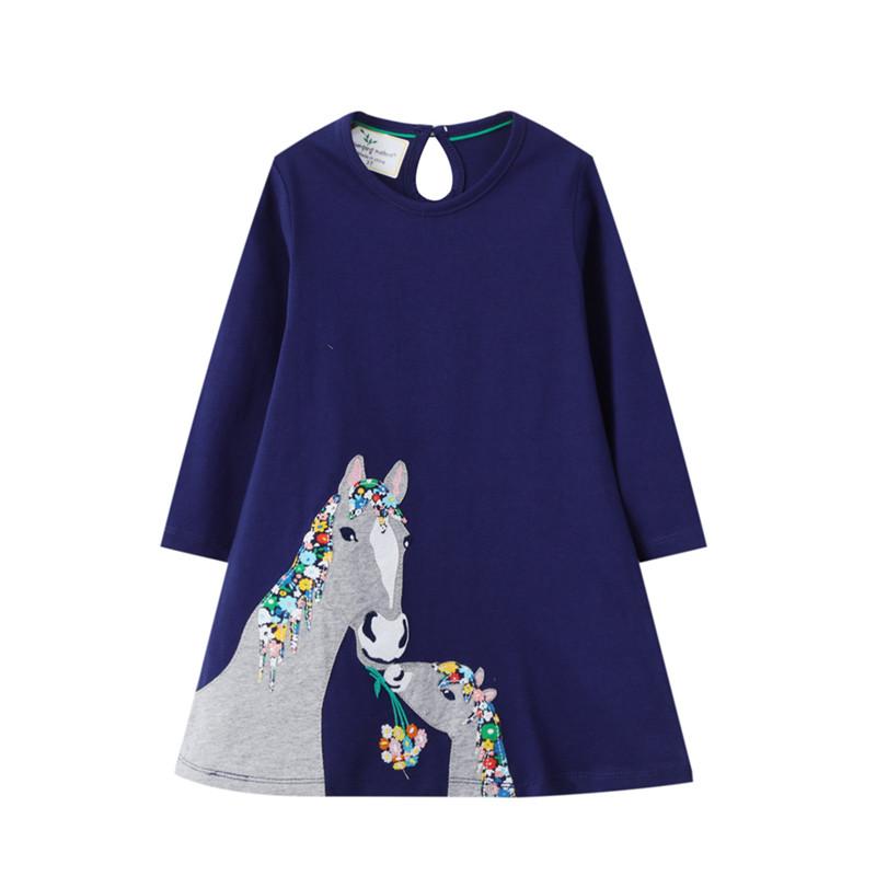 

Girl's Dresses Jumping Meters Applique Princess Long Sleeve Girls Clothes For Christmas Party Costume Autumn Spring Child Animals DressGirl', T7539 bunny