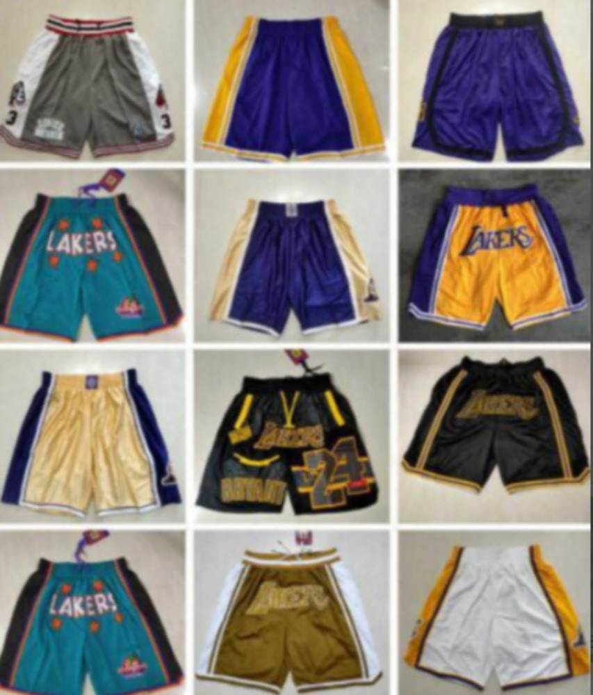 

Los Angeles''Lakers''men Throwback Basketball Shorts pocket red black, Color