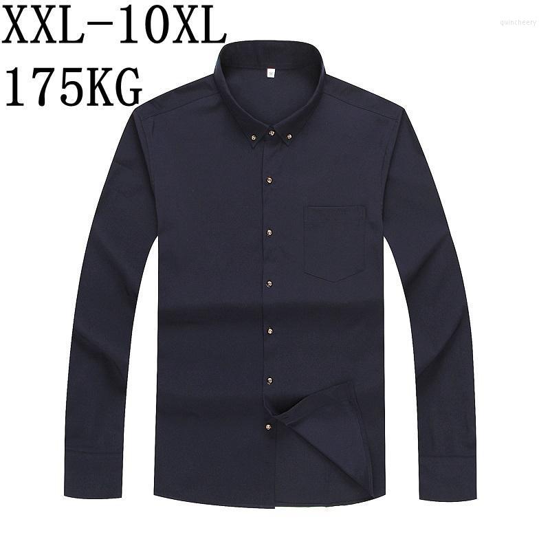 

Men's Dress Shirts 8XL 7XL 2022 Business For Men Long Sleeve Formal Regular Loose Office Men's Shirt Casual Chemise HommeMen's Quin22, Black