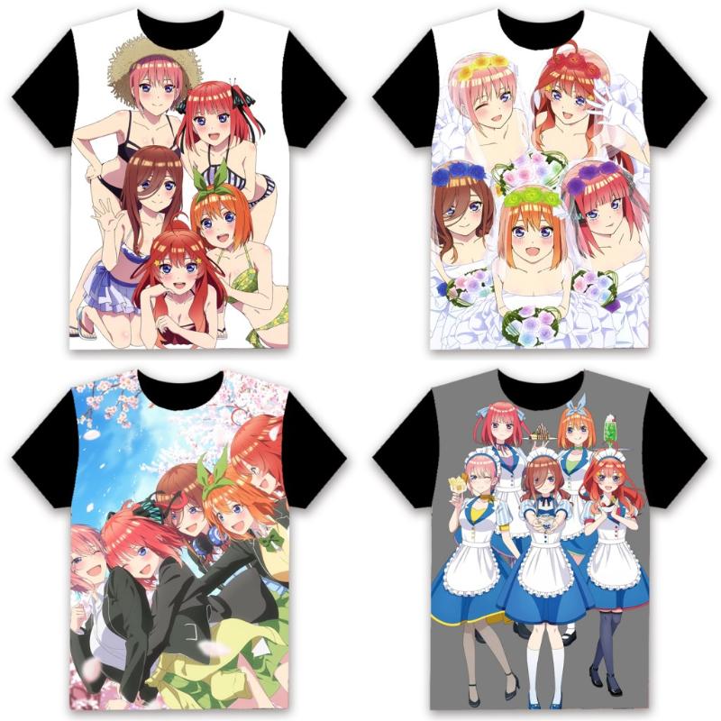 

Men' T-Shirts Anime 5-toubun No Hanayome Nakano Ichika Itsuki Women Men Cosplay T-shirt Black Short Sleeve Daily Casual TeeMen