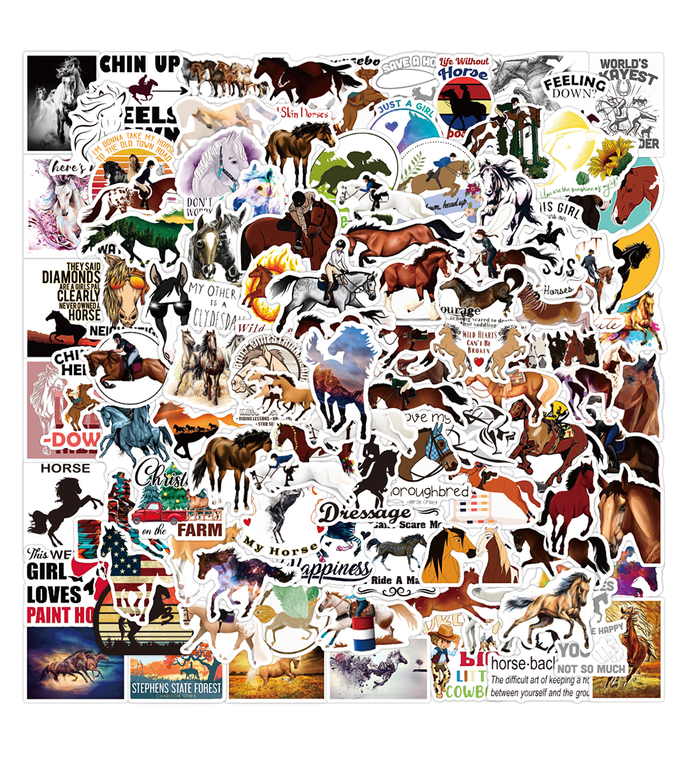 

50Pcs Lot Cartoon Animals Horse Laptop Sticker For Kids Toys Water Bottle Decals Cute Phone Case Notebook Diy Wall Skateboard Guitar