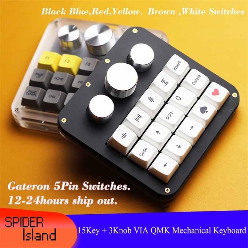 

Macro Keyboard Knob 15Key + 3 Mechanical swap Designer One-handed Kepad Da Vinci / Poshop VIA QMK No Caps 220427