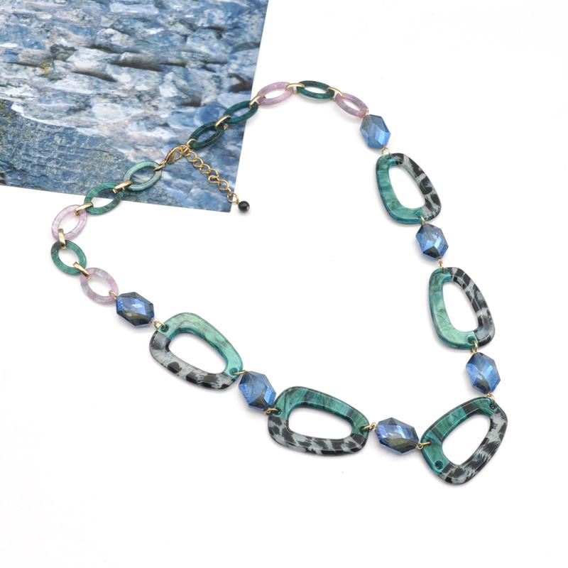 

Chains Classic Leopard Acrylic Hoops And Resin Beads Link Chain Necklaces For Women