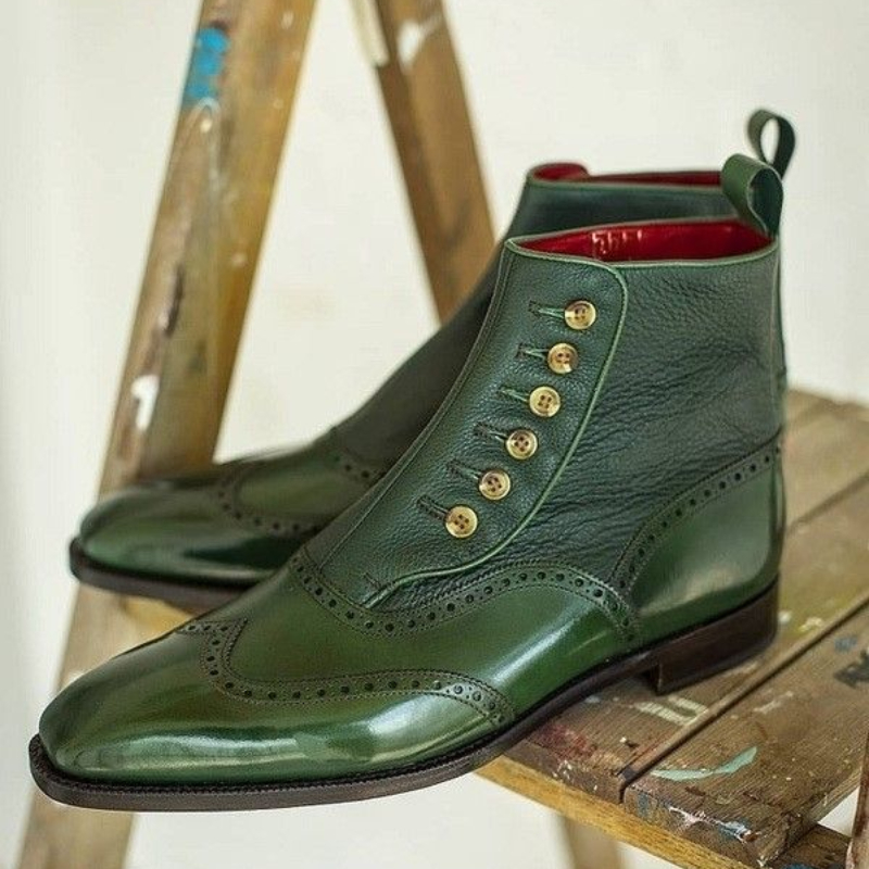 

Martin Boots Men PU Solid Color Fashion Classic Retro Street Wild Brock Stitching Buttons British Style Ankle Boots CP038, Clear