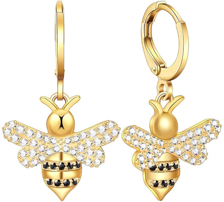 

Dangle & Chandelier Gold Lovely Fashion Bee Rhinestone Earrings