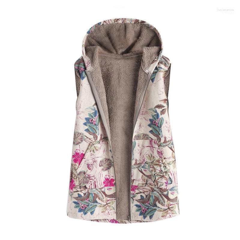 

Women' Vests 2022 Autumn Winter Sleeveles Vest High Quality Brand Faux Fur Floral Printed Zipper Warm Jacket&Outerwear Thicken Luci22, Blue