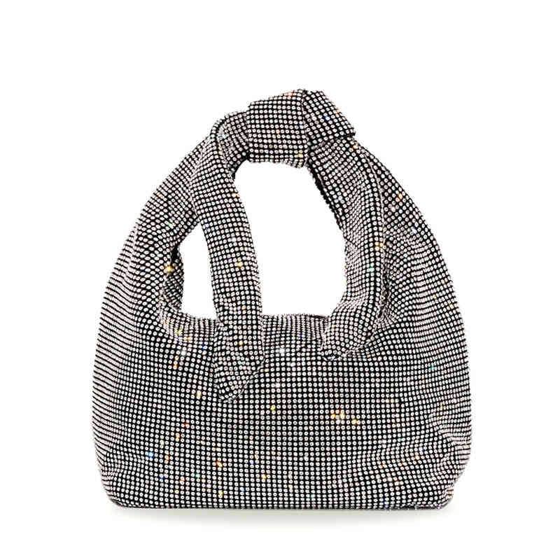 

dinner bags Handmade Bling Rhinestone Evening Handbags Sparkling Crystal Top Knot Handle Women Purses Luxury Clutch Party Bag 220704