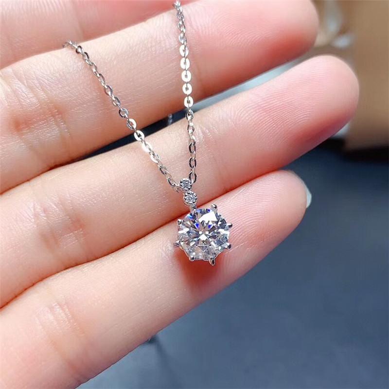 

Pendant Necklaces Moissanite 1CT VVS Diamond With Certificate Women Anniversary Necklace Simple Design 925 SilverPendant