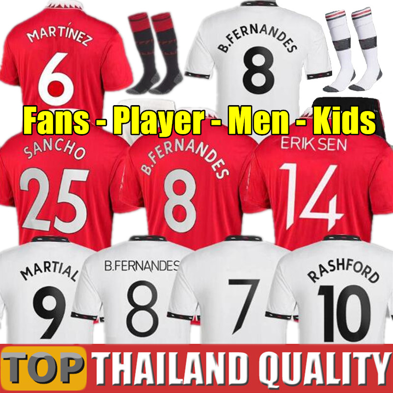 

ERIKSON MARTINEZ MANS SANCHO soccer jersey 22 23 VARANE UTDS GREENWOOD RASHFORD 2022 2023 fans player version football shirt men kids kit MANCHESTERS B.FERNANDES, 22/23 home player - men