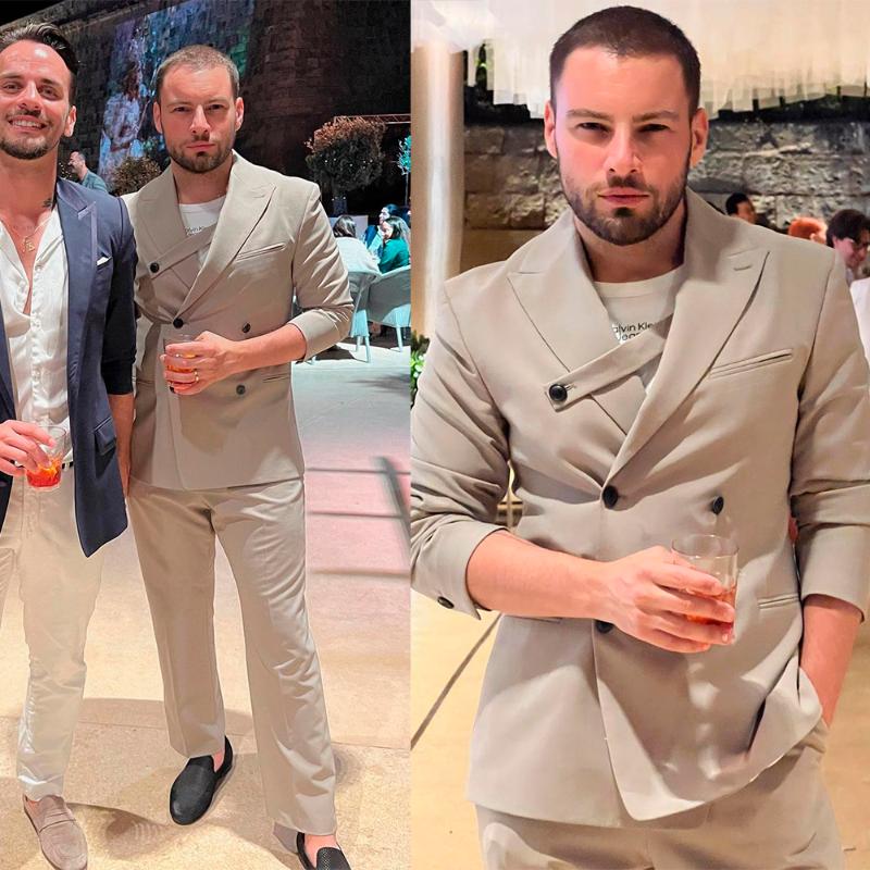

Men's Suits & Blazers Light Gray 2 Pieces Men High Quality Tailor-Made Double Breasted Blazer Pants Wedding Business Work Wear Prom Tailored, Black