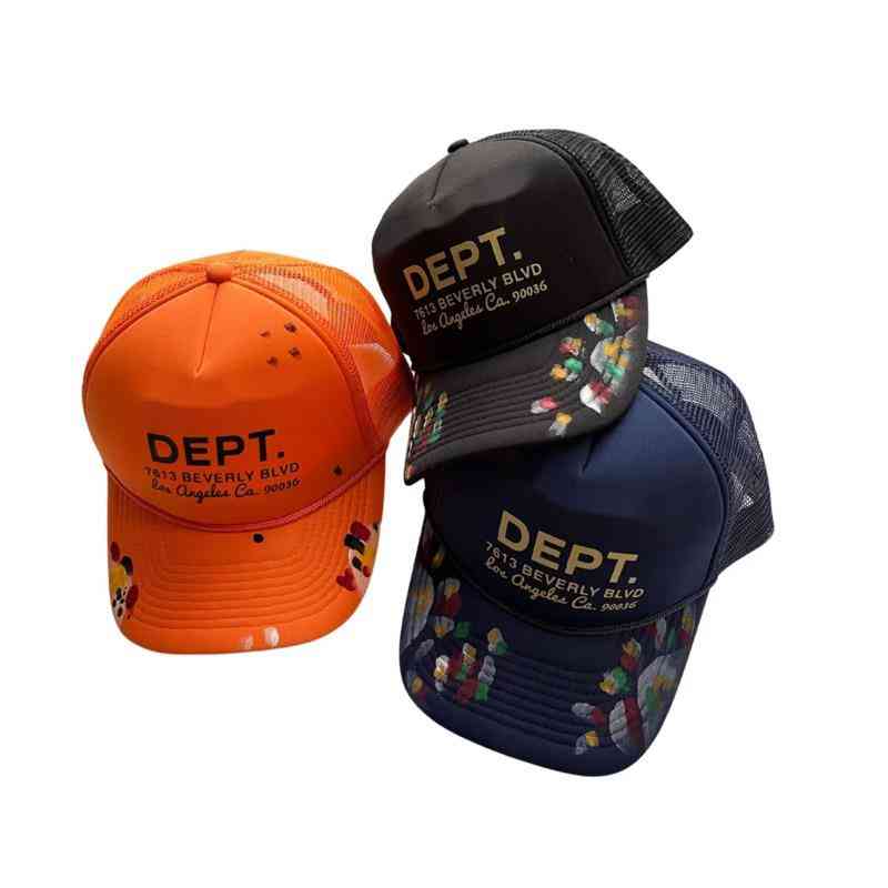 

Ins new designer hat Gary Dept hand-painted graffiti mesh baseball cap summer breathable sunhat European and American hip-hop men's and women's accessories 0027, Red