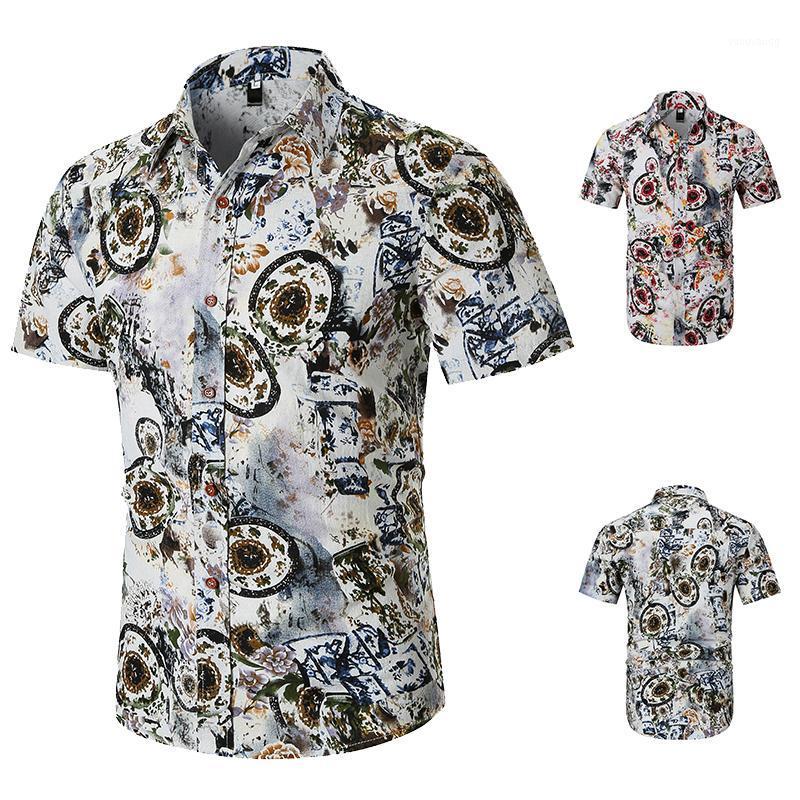 

Summer Mens Short Sleeve Beach Hawaiian Shirts Cotton Casual Floral Regular Plus Size 3XL Clothing Fashion Men's, Green