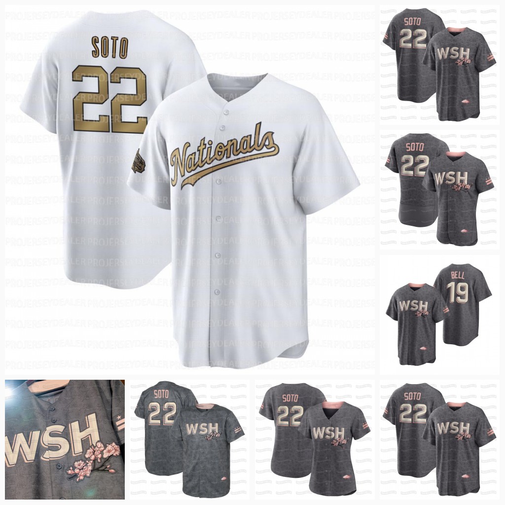 

2022 City Connect Nationals Jersey Sean Doolittle Josh Bell Nelson Cruz Darren Baker Riley Adams Gerardo Parra Luke Voit, Gold program cool base mens s-3xl