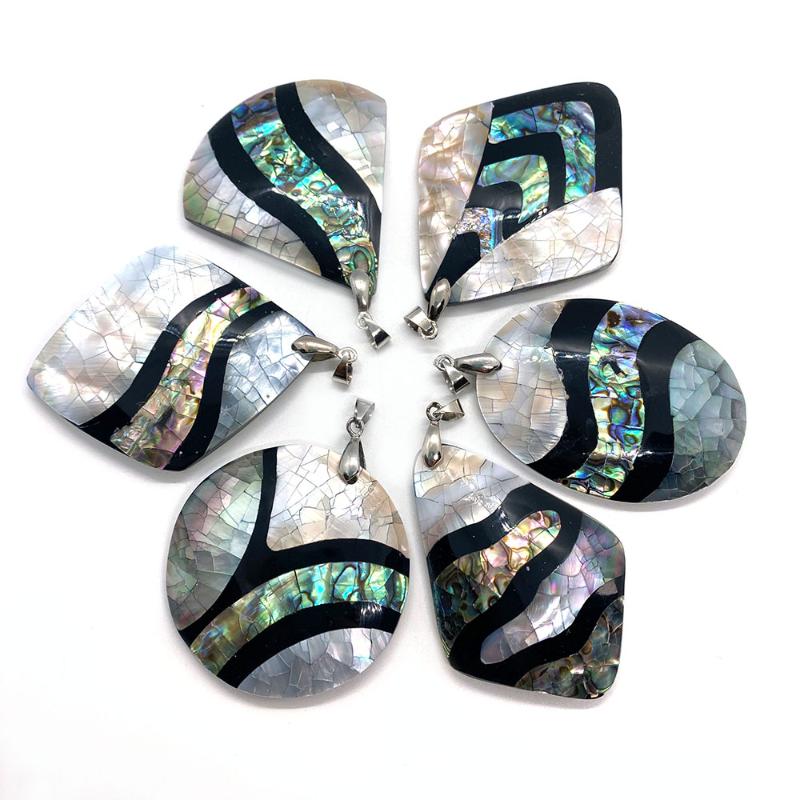 

Pendant Necklaces Shell Stitching Drop-shaped Mother-of-pearl Abalone Fashion Ladies Necklace For DIY Production Size48mm