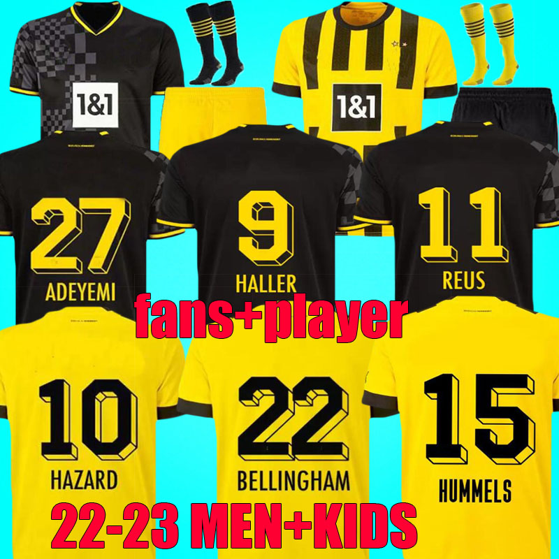 

FANS player dortmund HALLER REUS soccer jersey 2022 2023 BELLINGHAM REYNA BRANDT EMRE CAN Malen SCHLOTTERBECK ADEYEMI SULE 22 23 football shirts men kids full set kit, 22-23 fans away jersey +patch