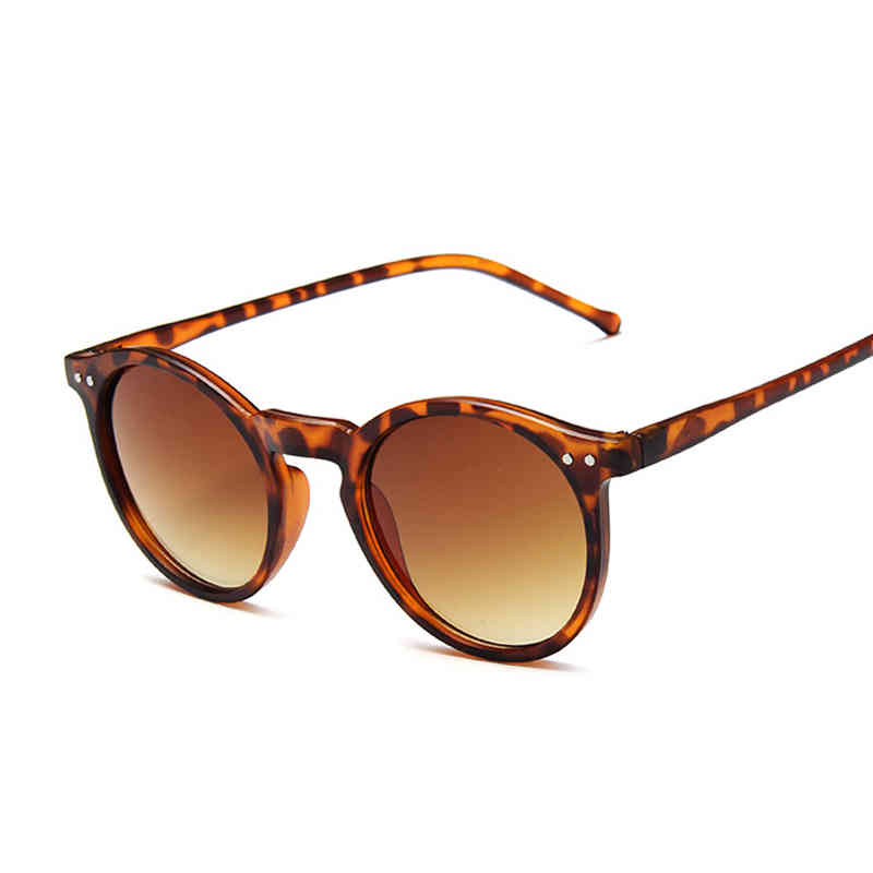 

Vintage Leopard Round Women Fashion Cat Eye Mirror Sunglass Female Brand Digner Classic Gradient Oculos De Sol