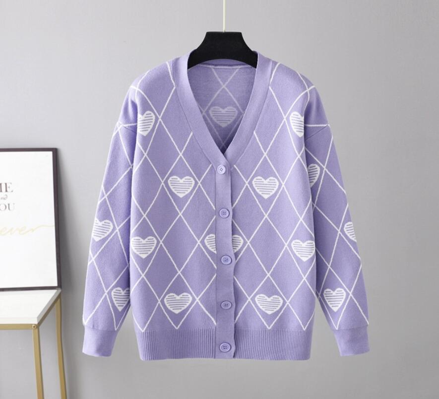 

Women Sweaters GGity For Green Striped Pink Knit Button Lady Cardigans Sweaters V-neck Loose Casual Winter Knitted Coat, Blue