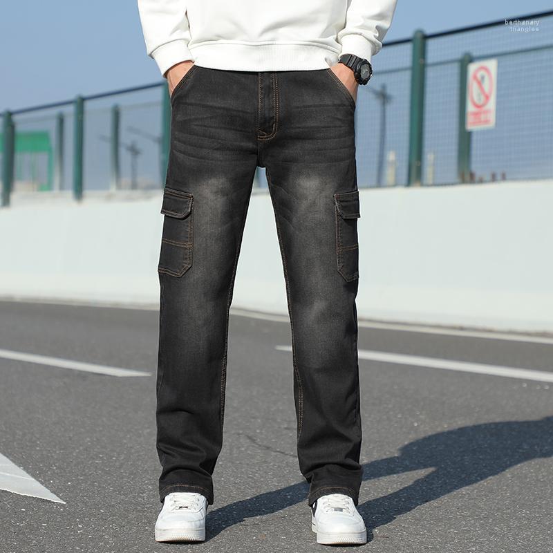 

Men's Jeans Oversize Men's Wide Leg Cargo Jean Pants Black Straight Baggy Plus Size Men Streetwear Large Denim TrousersMen's Bert22, 1317-black